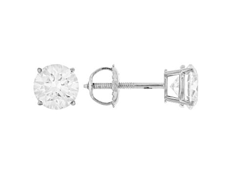 White Lab-Grown Diamond F-G VS-SI 10K White Gold Solitaire Stud Earrings 2.00ctw