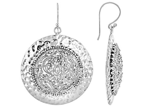 Sterling Silver Filigree & Hammered Statement Earrings