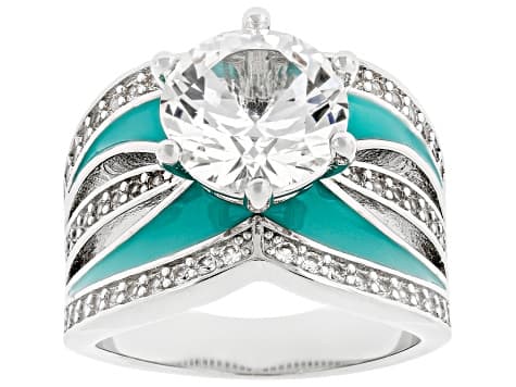 White Lab Created Sapphire Rhodium Plated Ring 4.78ctw