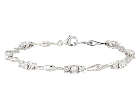 White Diamond Rhodium Over Sterling Silver Tennis Bracelet 0.10ctw