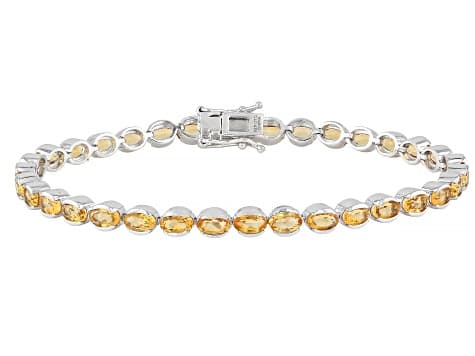 Yellow Citrine Rhodium Over Sterling Silver Bracelet 6.75ctw