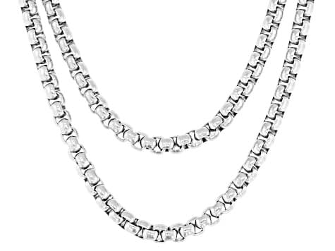 3mm Stainless Steel Set of 2 Box Chain Necklaces