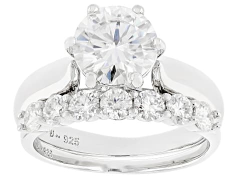 Moissanite Platineve Ring With Band 2.60ctw DEW