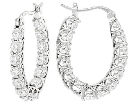 Moissanite Platineve Inside Out Hoop Earrings 2.80ctw DEW