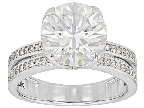 Moissanite Platineve Engagement Ring 4.36ctw DEW.