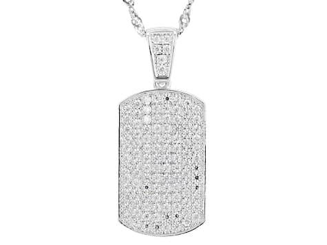 Moissanite Platineve Dog-tag Pendant 1.48ctw DEW