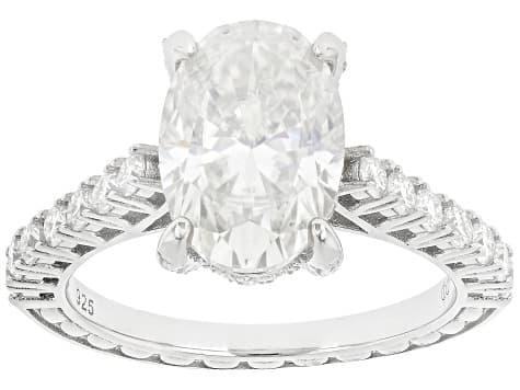 Moissanite Platineve Engagement Ring 5.03ctw DEW.