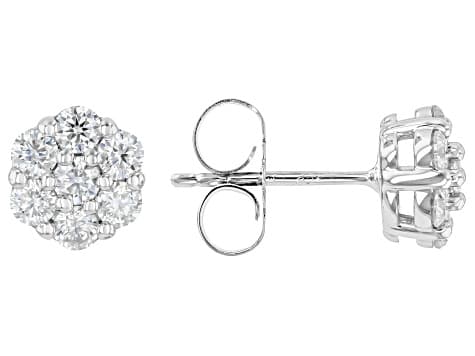 Moissanite Platineve Cluster Earring 0.84ctw DEW.