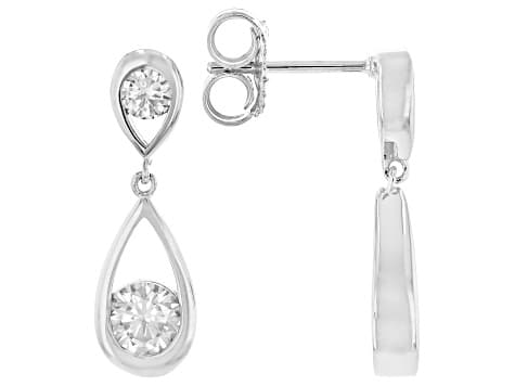 Moissanite Platineve Teardrop Earrings1.32ctw DEW.