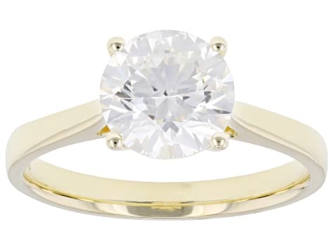 Certified Round White Lab-Grown Diamond H SI2 10K Yellow Gold Solitaire Ring 2.00ct