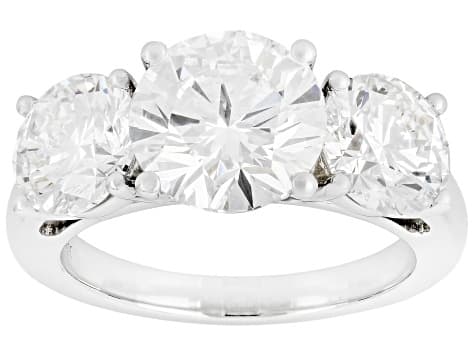 White Lab-Grown Diamond F VS 14K White Gold 3-Stone Ring 6.00ctw