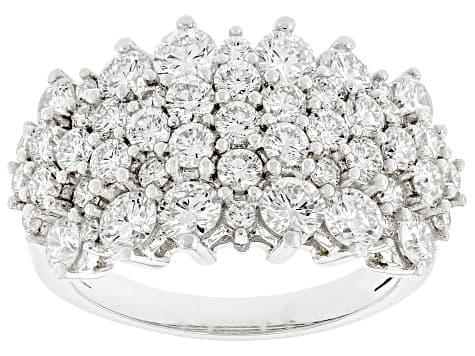 White Lab-Grown Diamond G SI Rhodium Over Sterling Silver Cluster Ring 3.00ctw