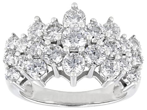White Lab-Grown Diamond F VS 14k White Gold Pyramid Ring 3.00ctw