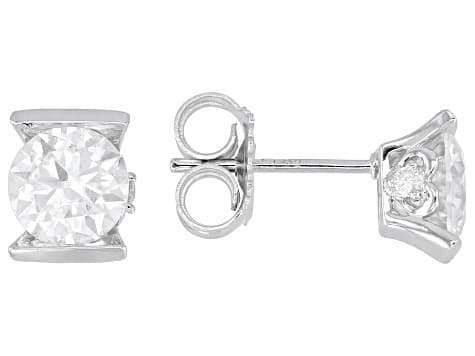 Moissanite Platineve Stud earrings 1.88ctw DEW