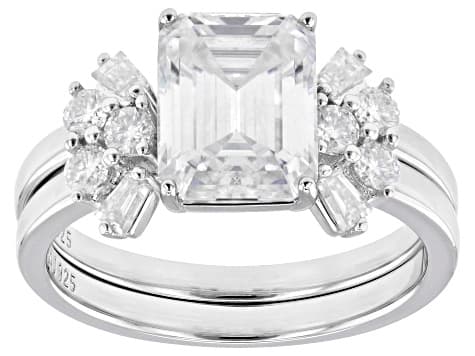 Moissanite Platineve Ring With band 2.92ctw DEW.