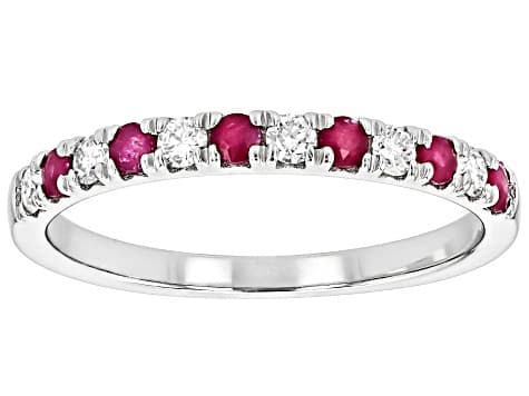 Moissanite And Mozambique Ruby Platineve ring .18ctw DEW