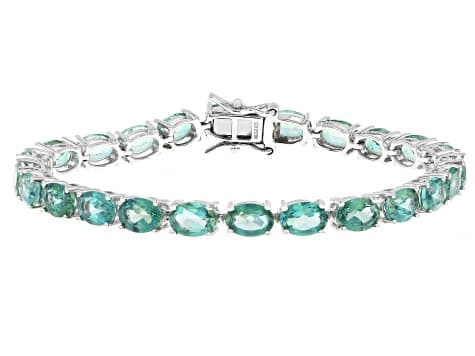 Blue Paraiba Color Topaz Rhodium Over Sterling Silver Bracelet 21.50ctw