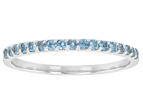 Blue Ofiki Nigerian Aquamarine Rhodium Over Sterling Silver Ring 0.22ctw