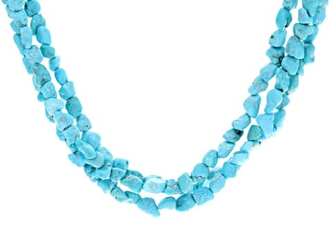 Blue Sleeping Beauty Turquoise Rhodium Over Sterling Silver Necklace