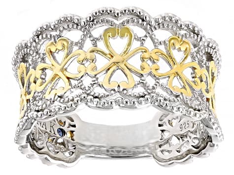 Platineveยฎ And 18k Yellow Gold Over Sterling Silver Ring