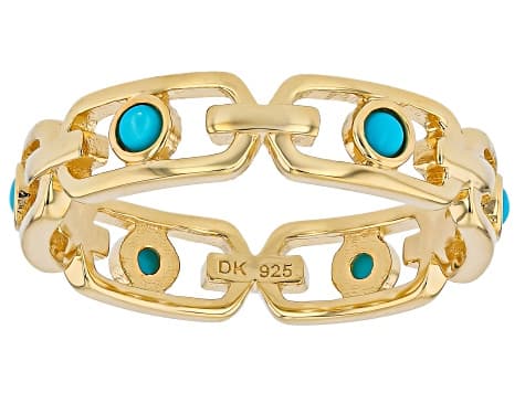 Sleeping Beauty Turquoise 18K Yellow Gold Over Sterling Silver Ring