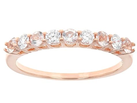 Morganite With Prazanaยฎ Lab Grown White Diamonds 18k Rose Gold Over Silver Band Ring 0.48ctw