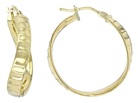 10k Yellow Gold Twist Hoop Earrings
