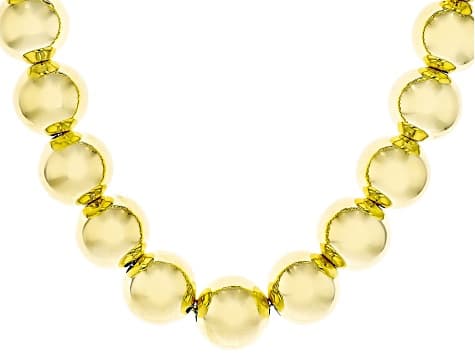 18k Yellow Gold Over Bronze 18mm Bead Necklace