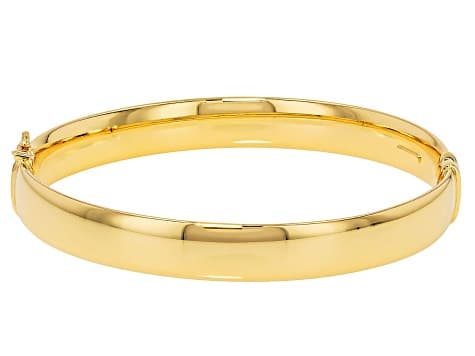 18k Yellow Gold Over Bronze Oval Bangle Bracelet