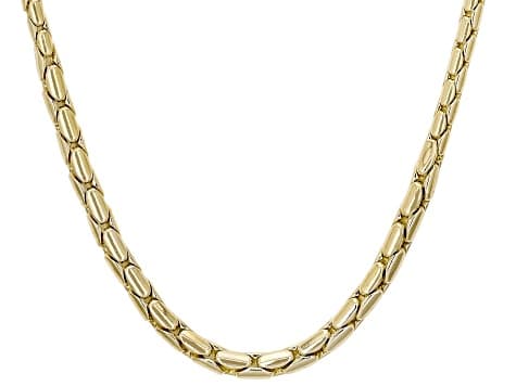 18K Yellow Gold Over Bronze Polished Graduated Cardano 22 Inch Necklace