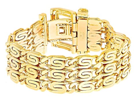 18k Yellow Gold Over Bronze "Lumacina" Buckle Clasp Bracelet