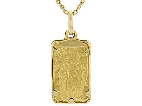 24k Gold 1g Bald Eagle Ingot With 10k Gold Frame Pendant And 10K Gold Filled 1.1mm Cable 20" Chain