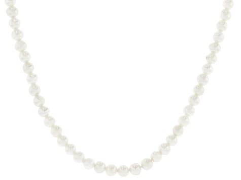 White Cultured Freshwater Pearl Sterling Silver 18 Inch Strand Necklace