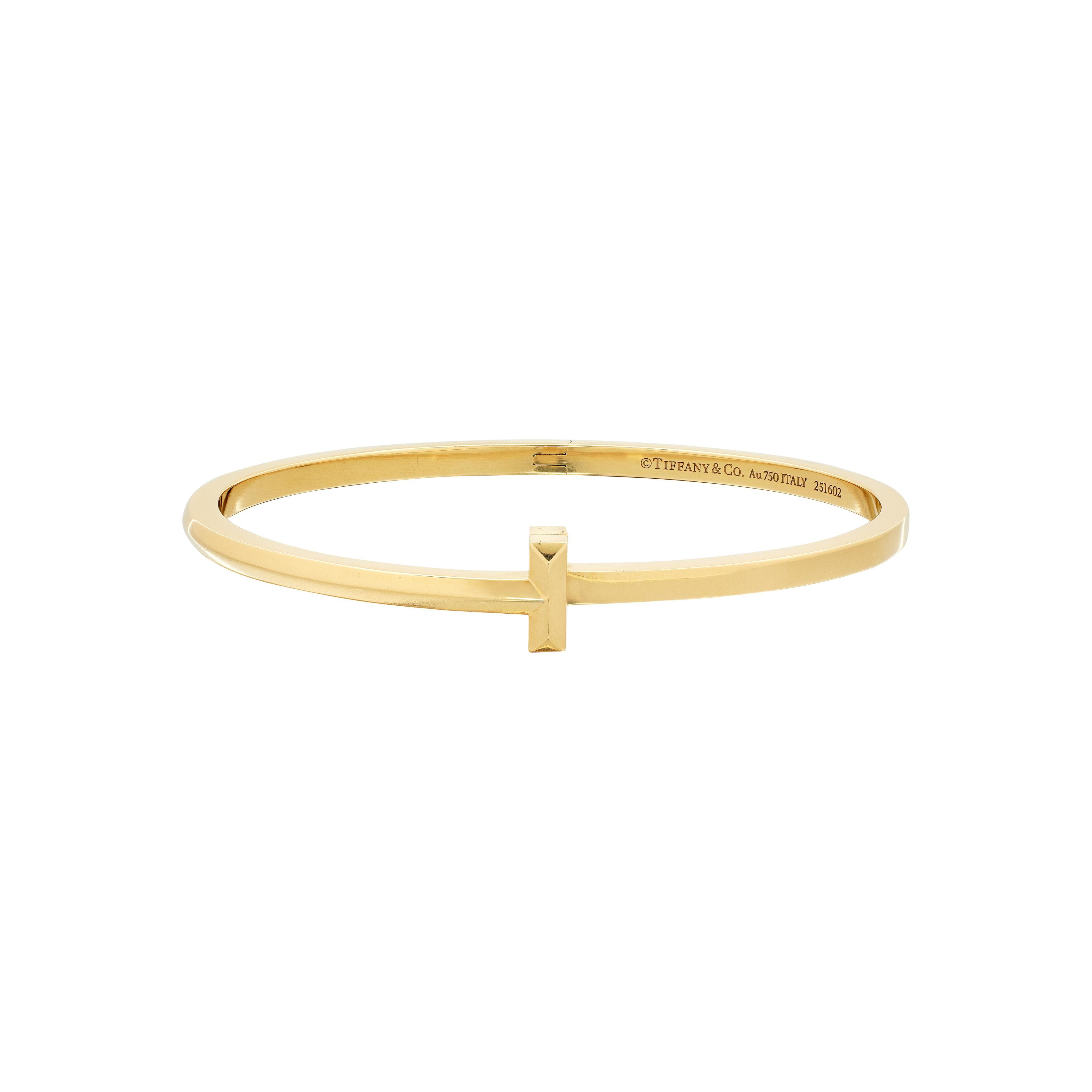 Gold T1 Narrow Hinged Bangle Bracelet