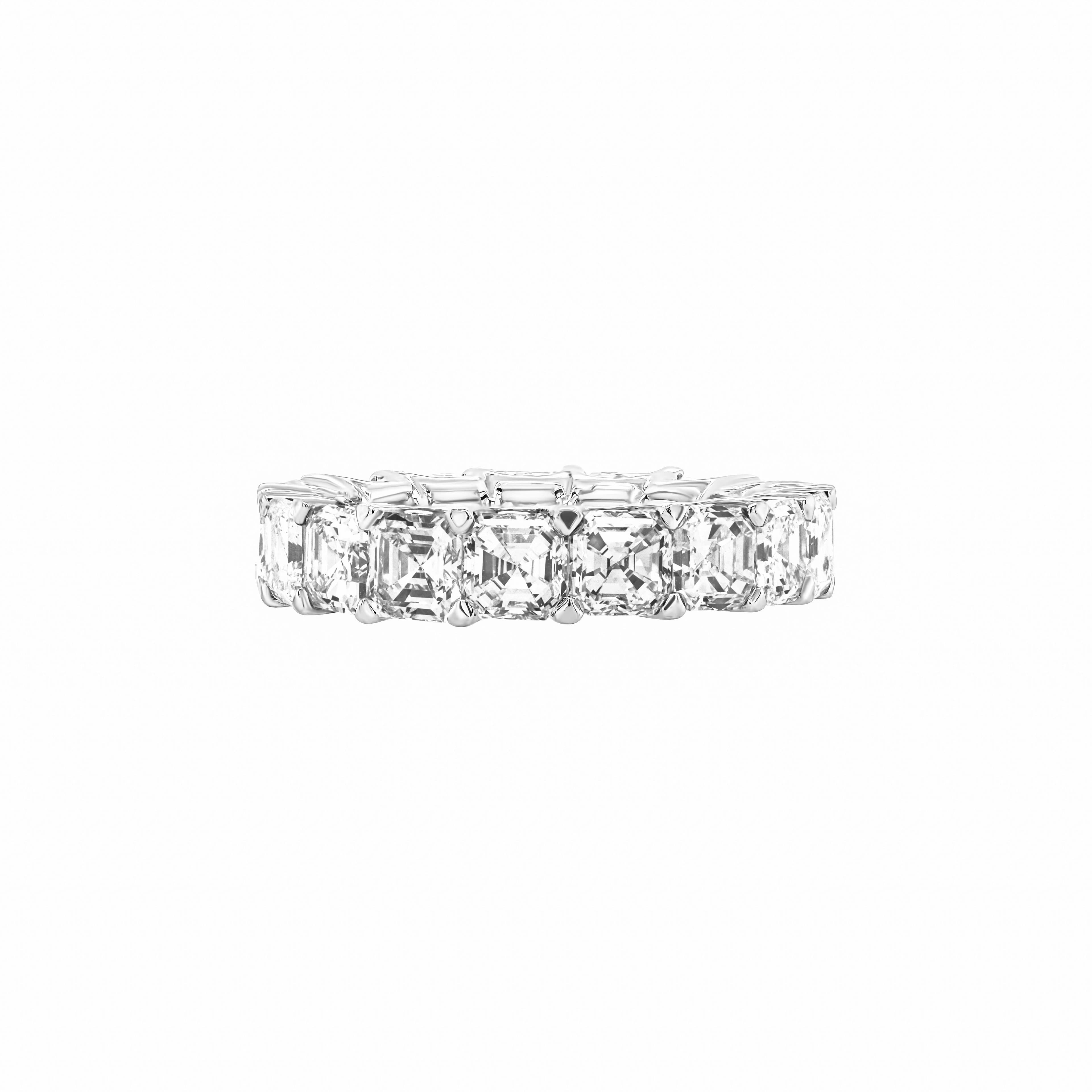 Platinum and 6.85ctw Asscher Cut Diamond Eternity Band Ring