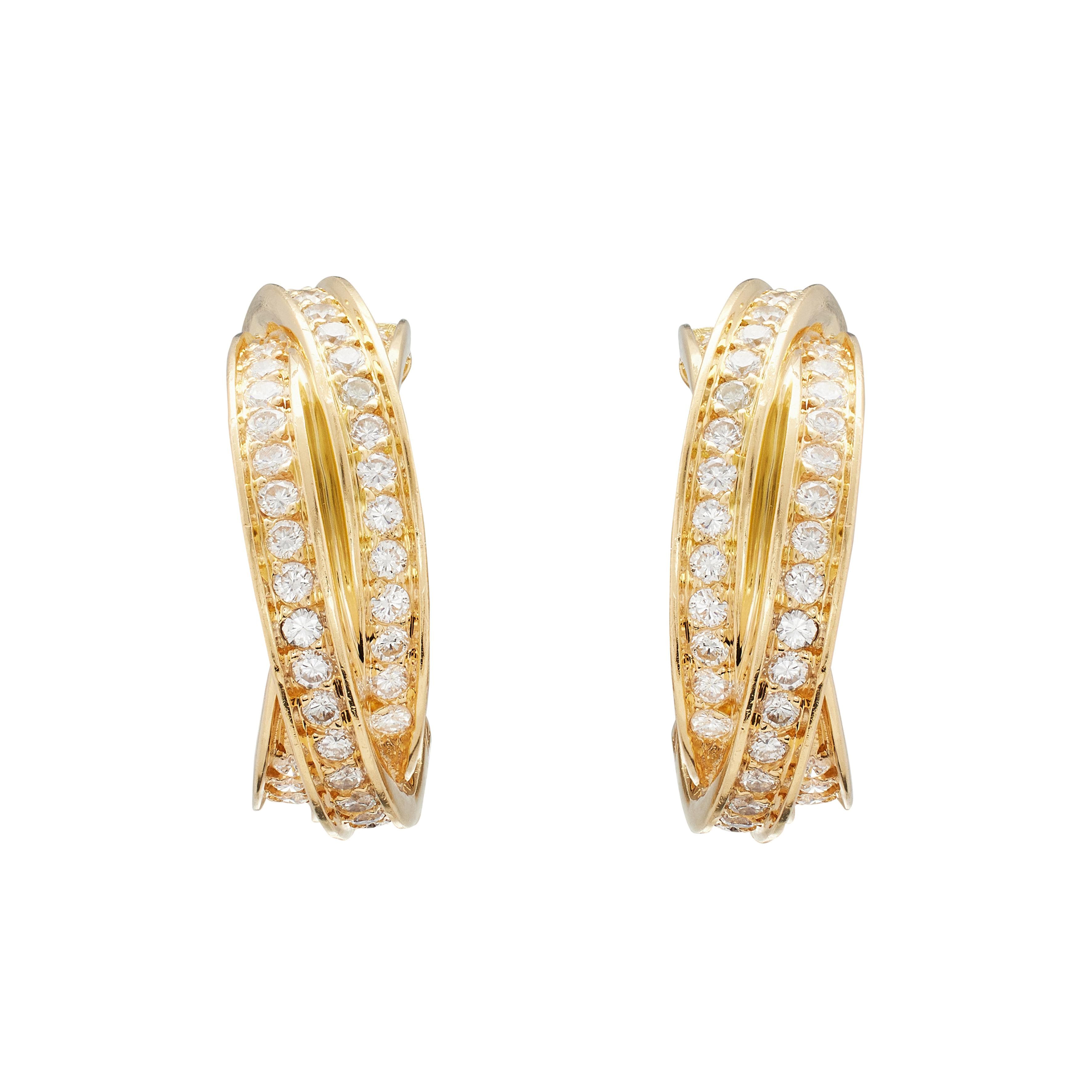 Gold and Diamond Trinity Earclips