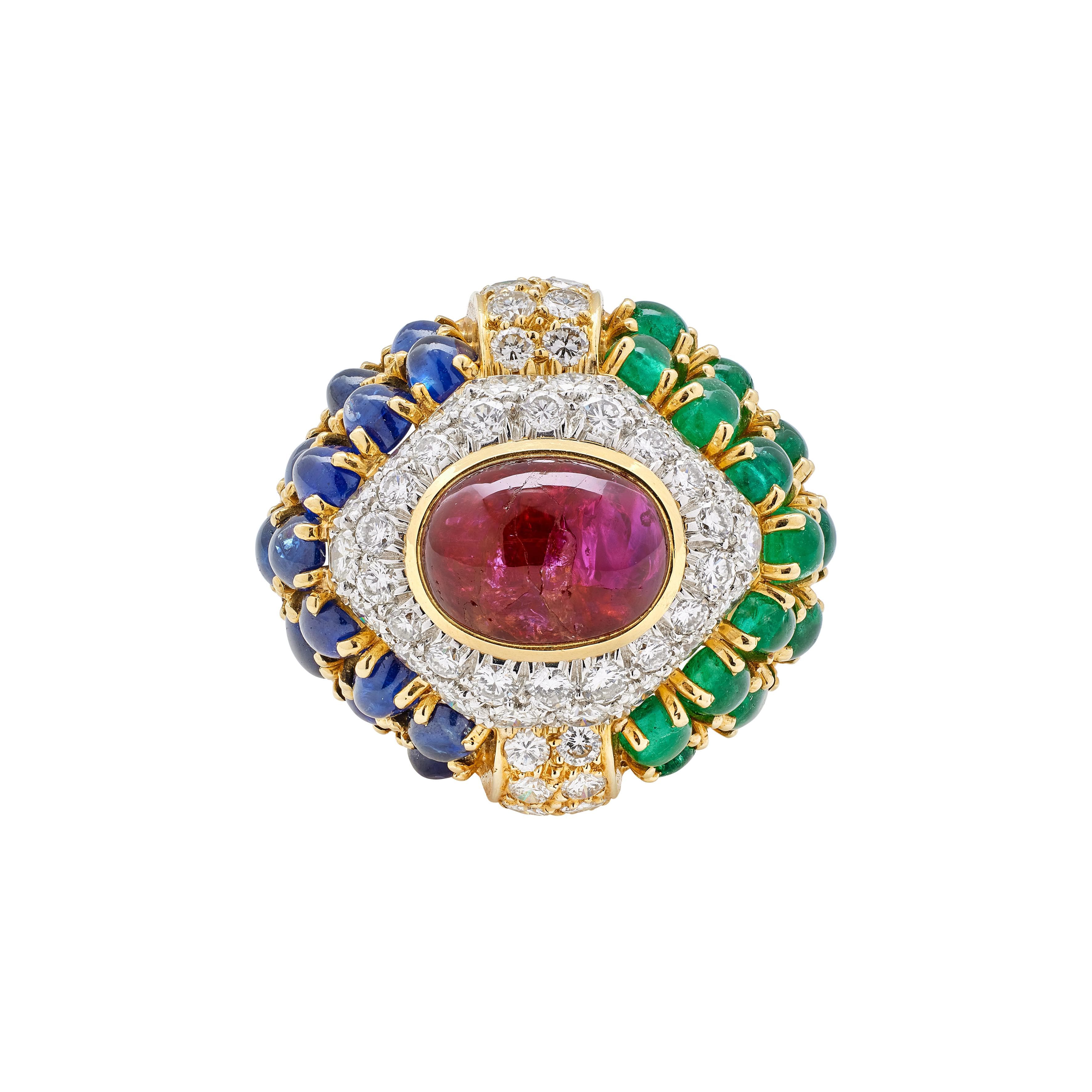 Gold, Multigem and Diamond Ring