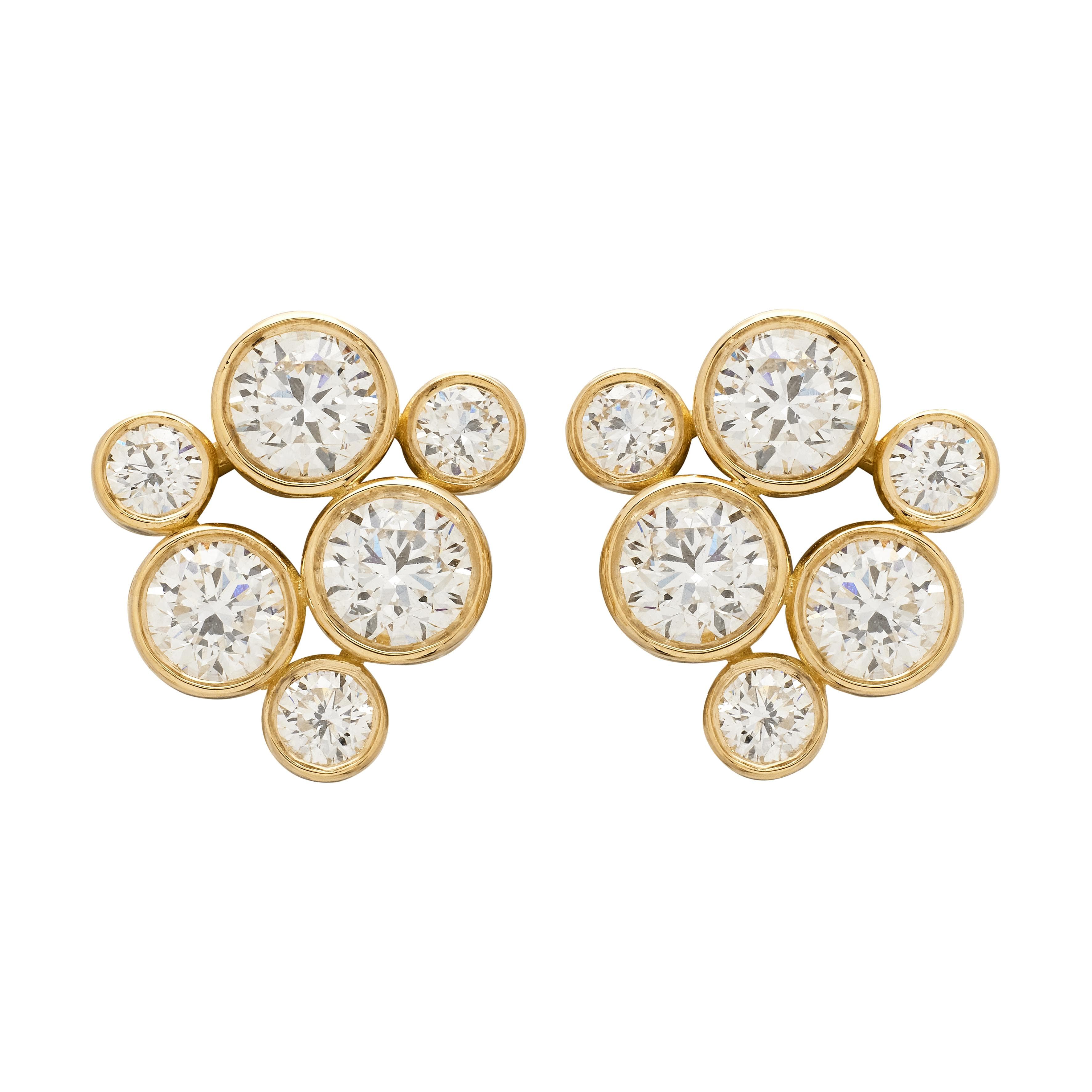 Gold and Diamond Stud Earrings