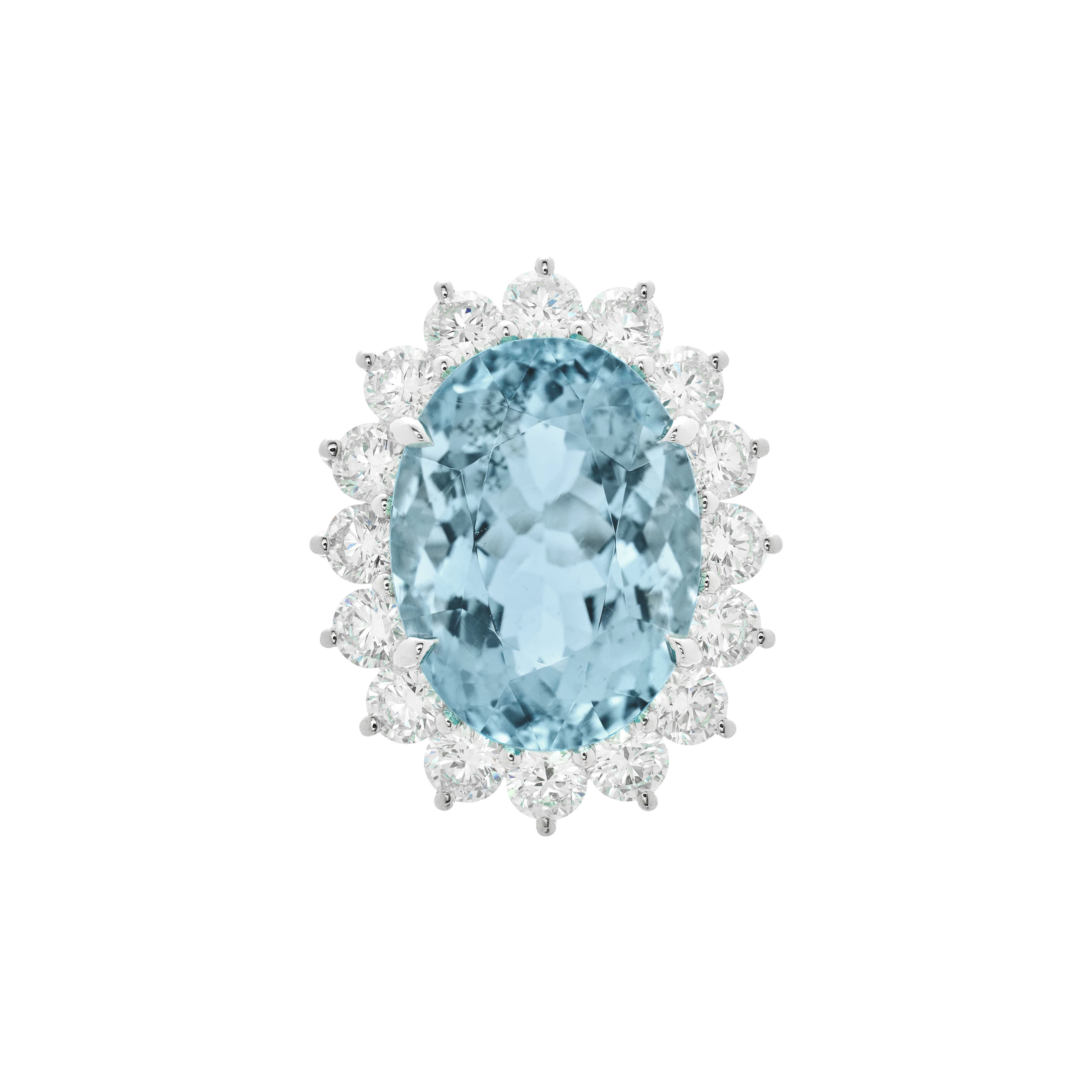 White Gold, 9.95ct Aquamarine and Diamond Ring