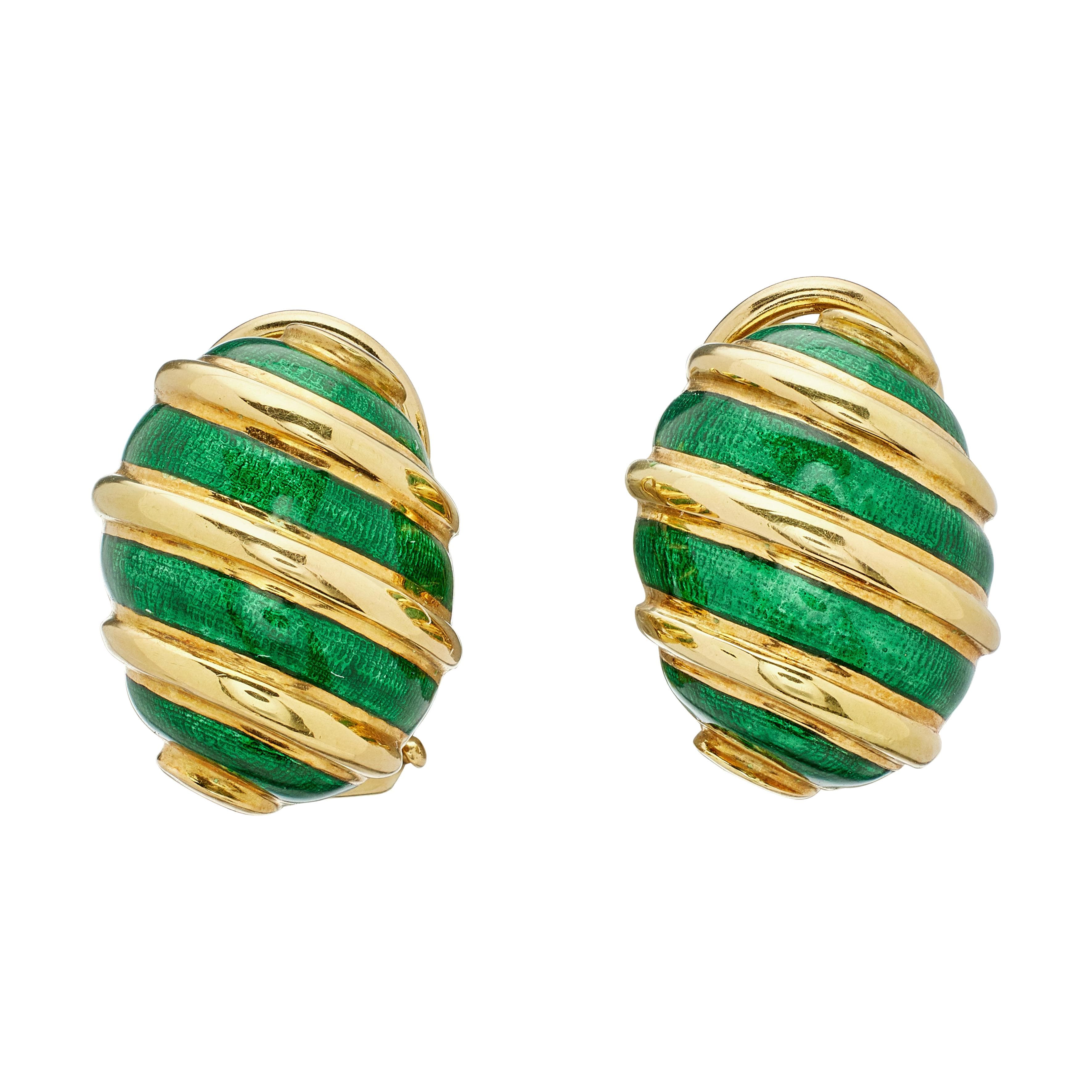 Gold and Enamel Earclips