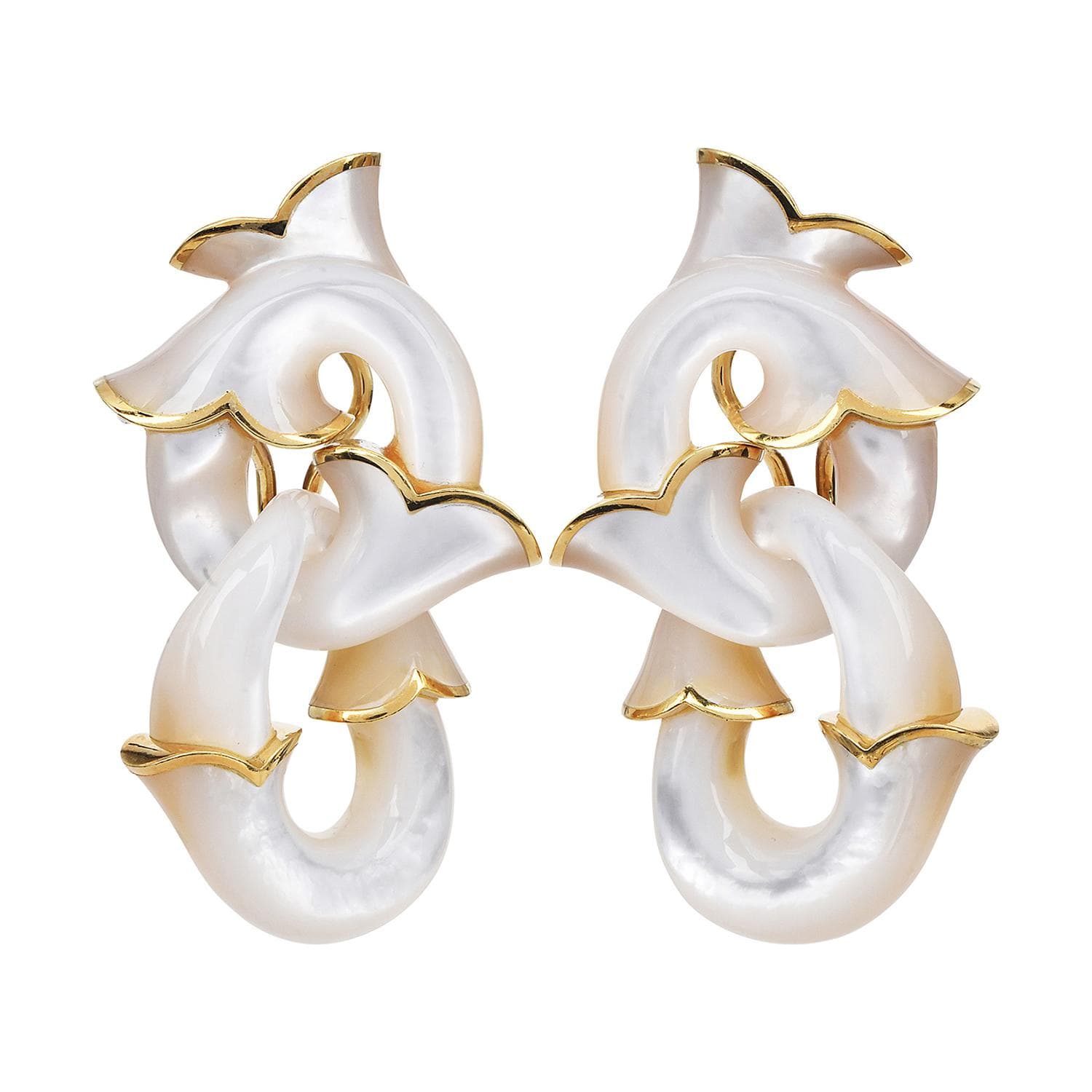 Vintage Gold and Mother of Pearl Earclips