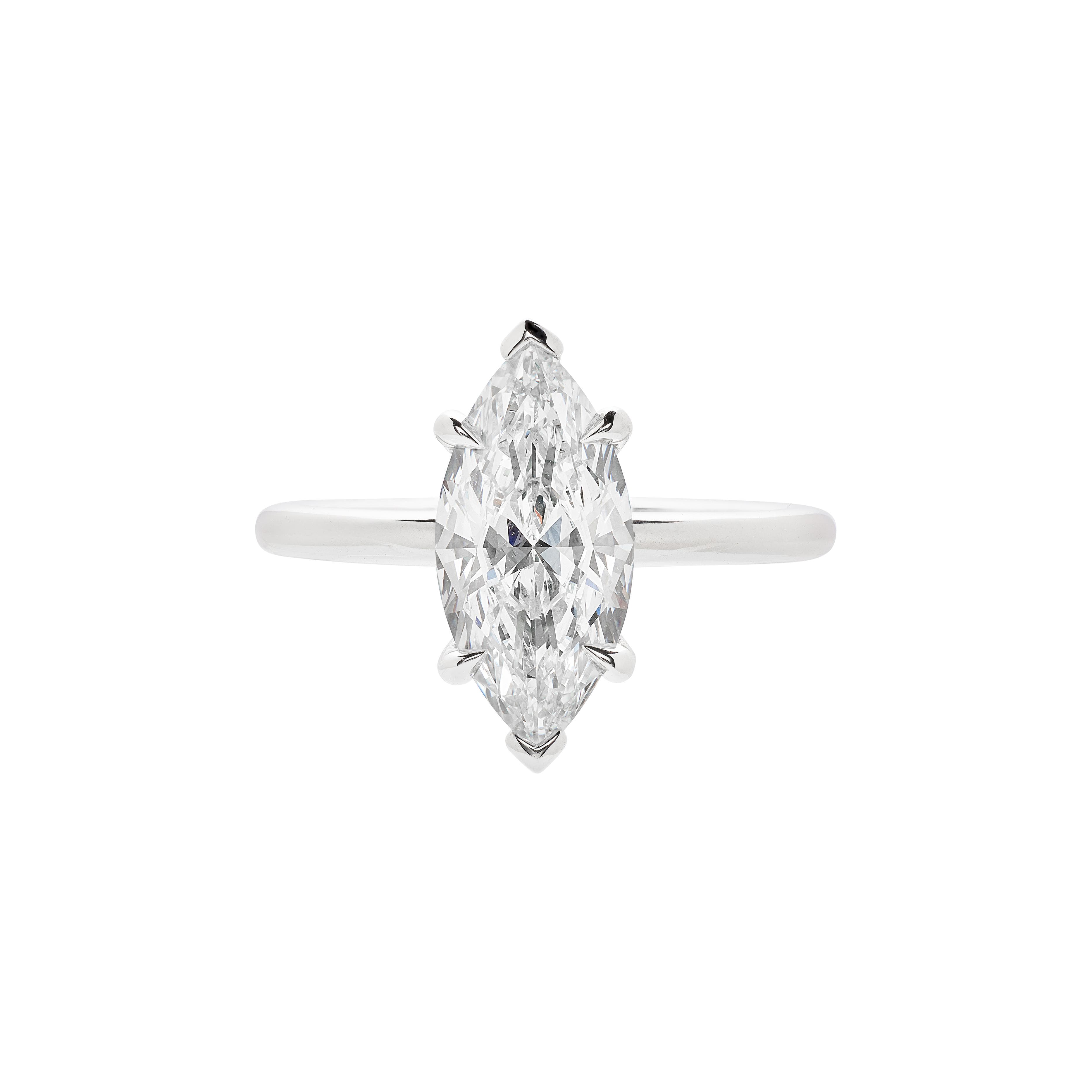 Platinum and 2.00ct Marquise Cut Diamond Engagement Ring