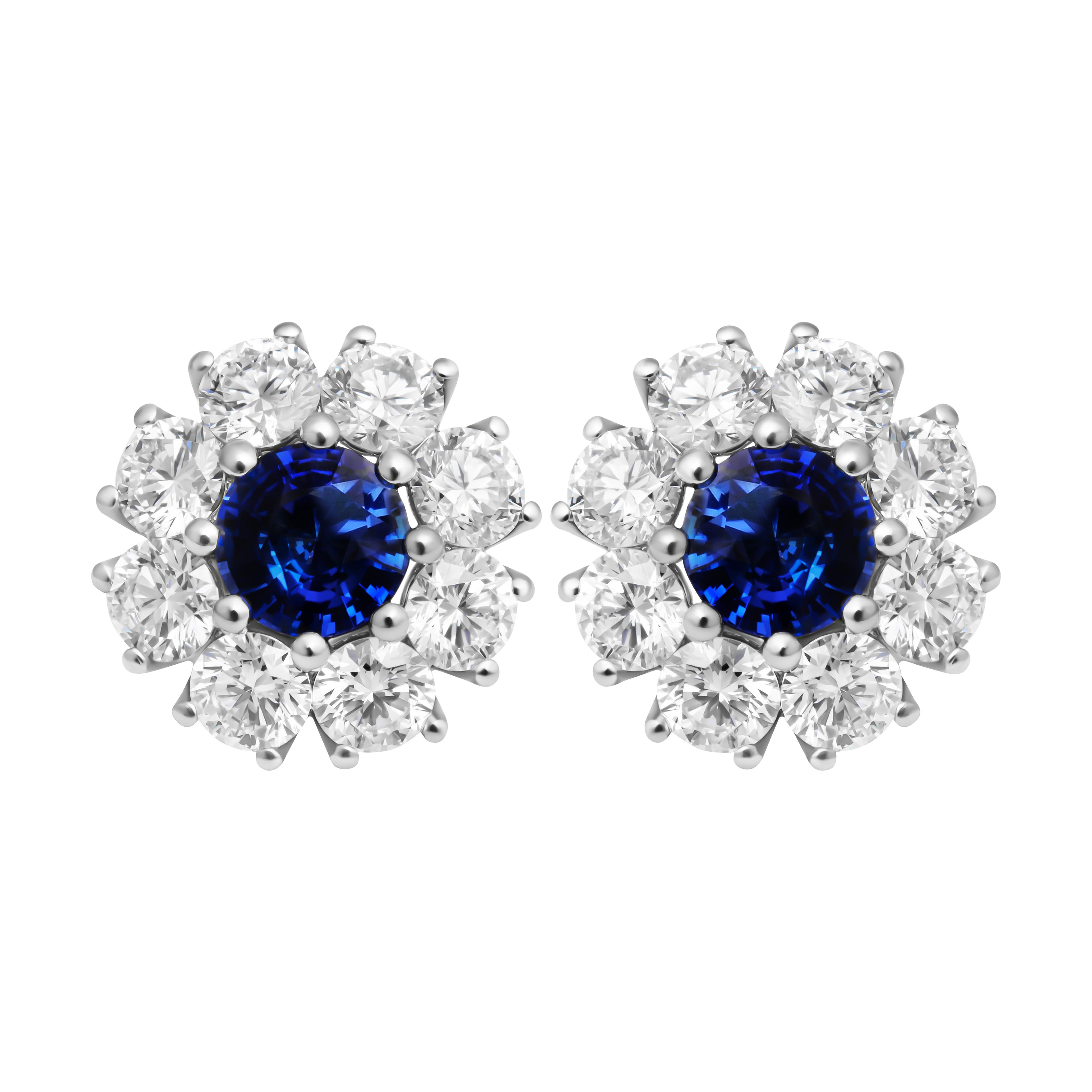 Platinum, 1.05ctw Sapphire and Diamond Stud Earrings