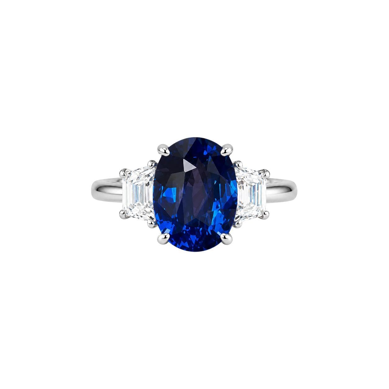 Platinum, 5.20ct Ceylon Sapphire and Diamond Ring