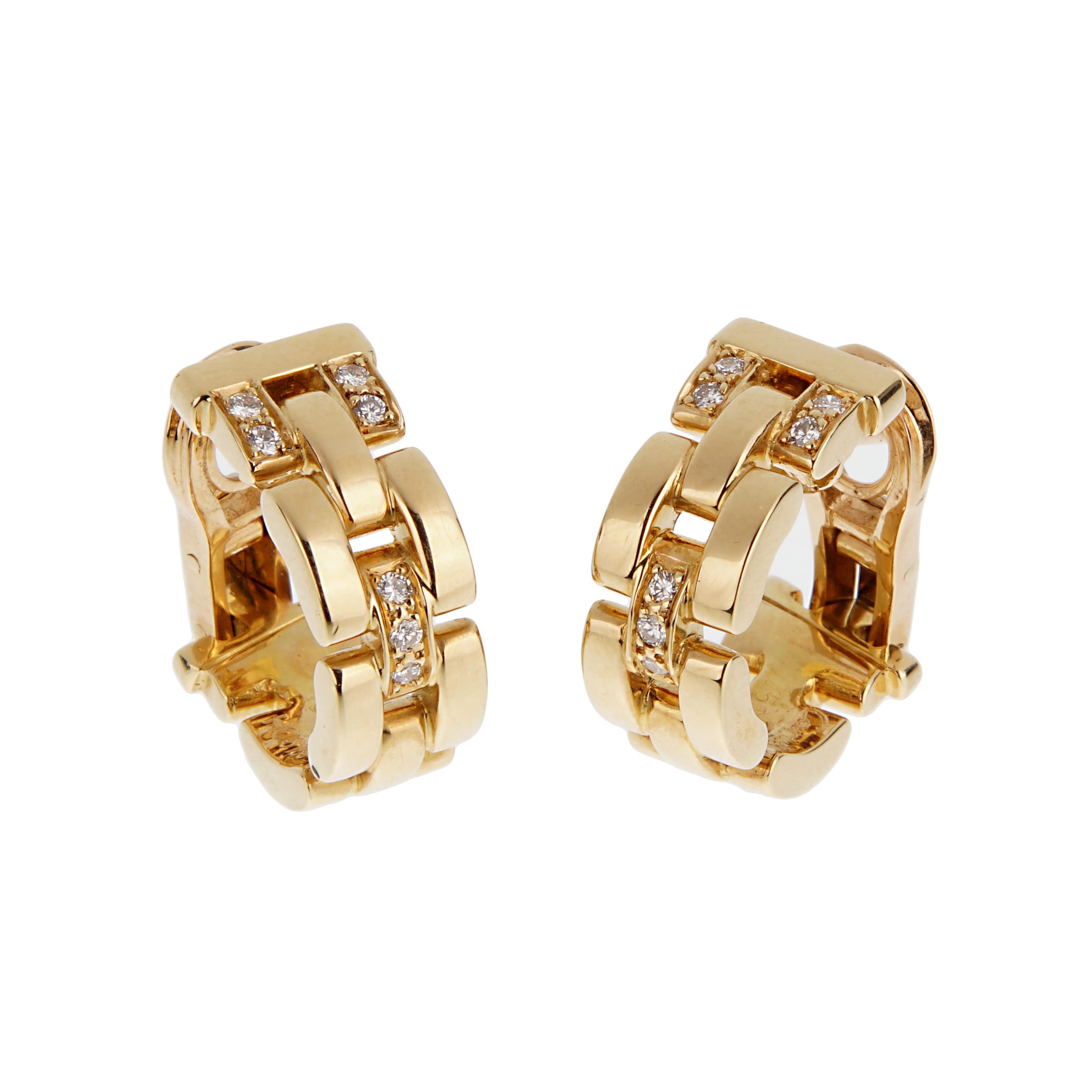 Gold and Diamond Maillon Panthere Hoop Earclips