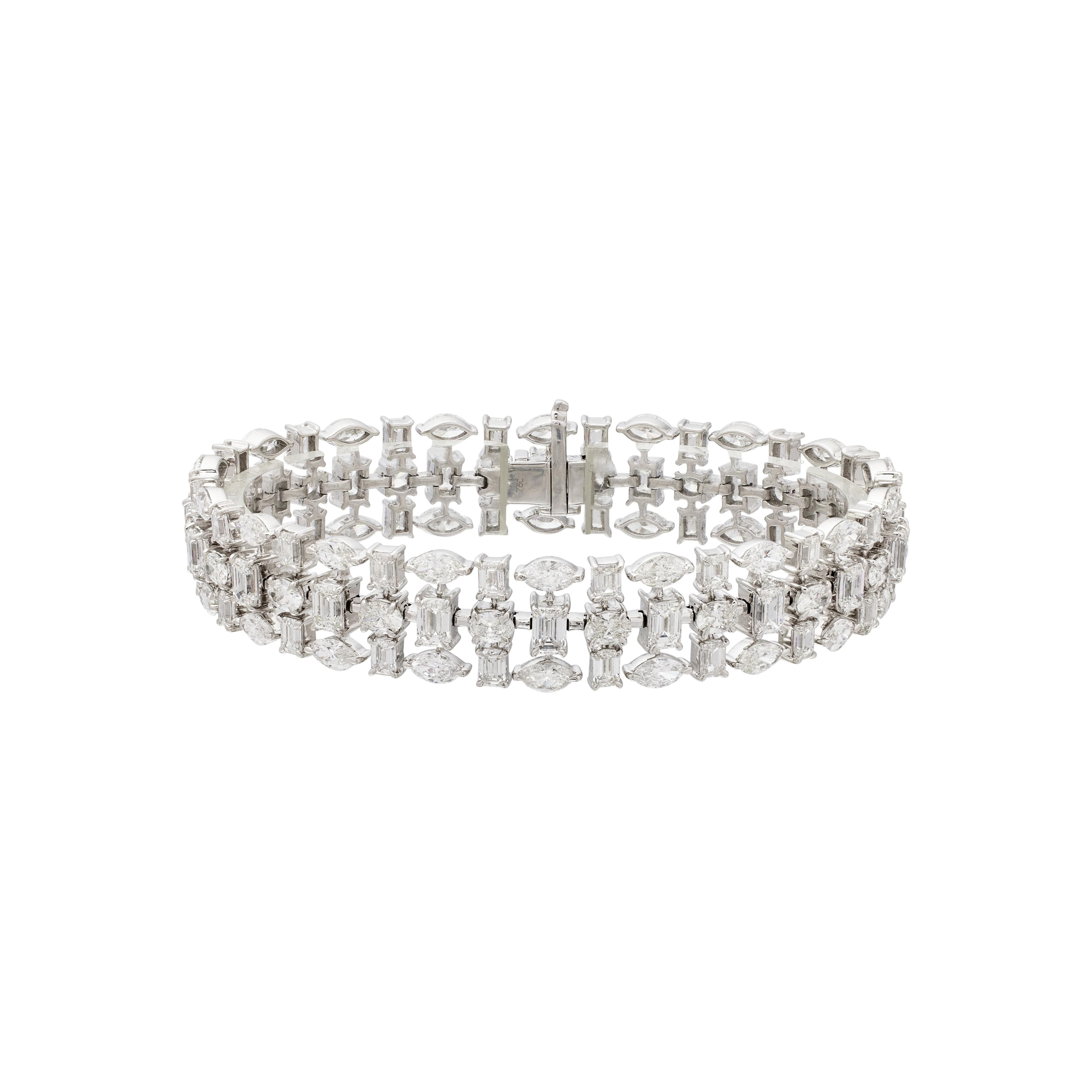 White Gold and 20.60ctw Fancy Cut Diamond Bracelet