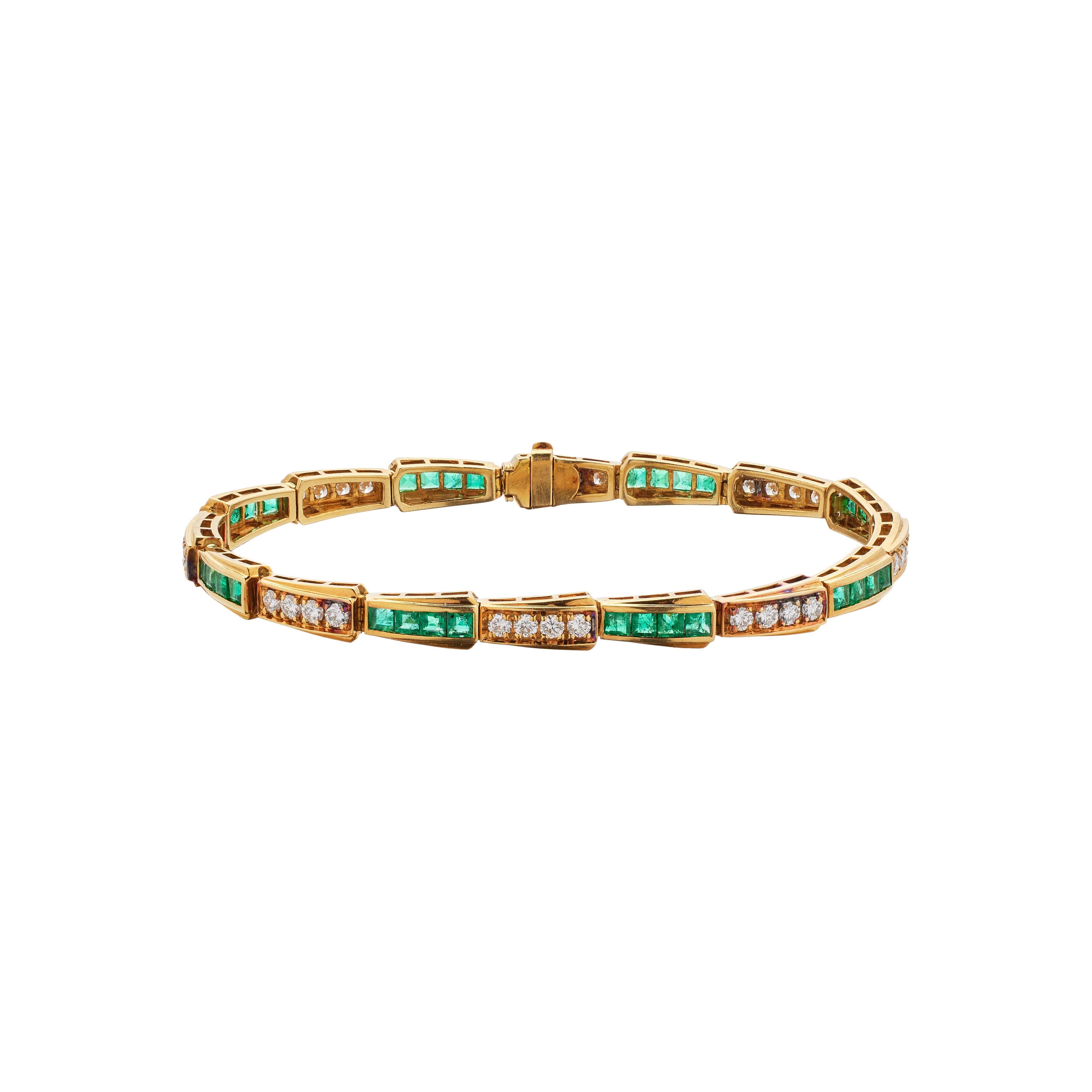 Gold, Emerald and Diamond Bracelet