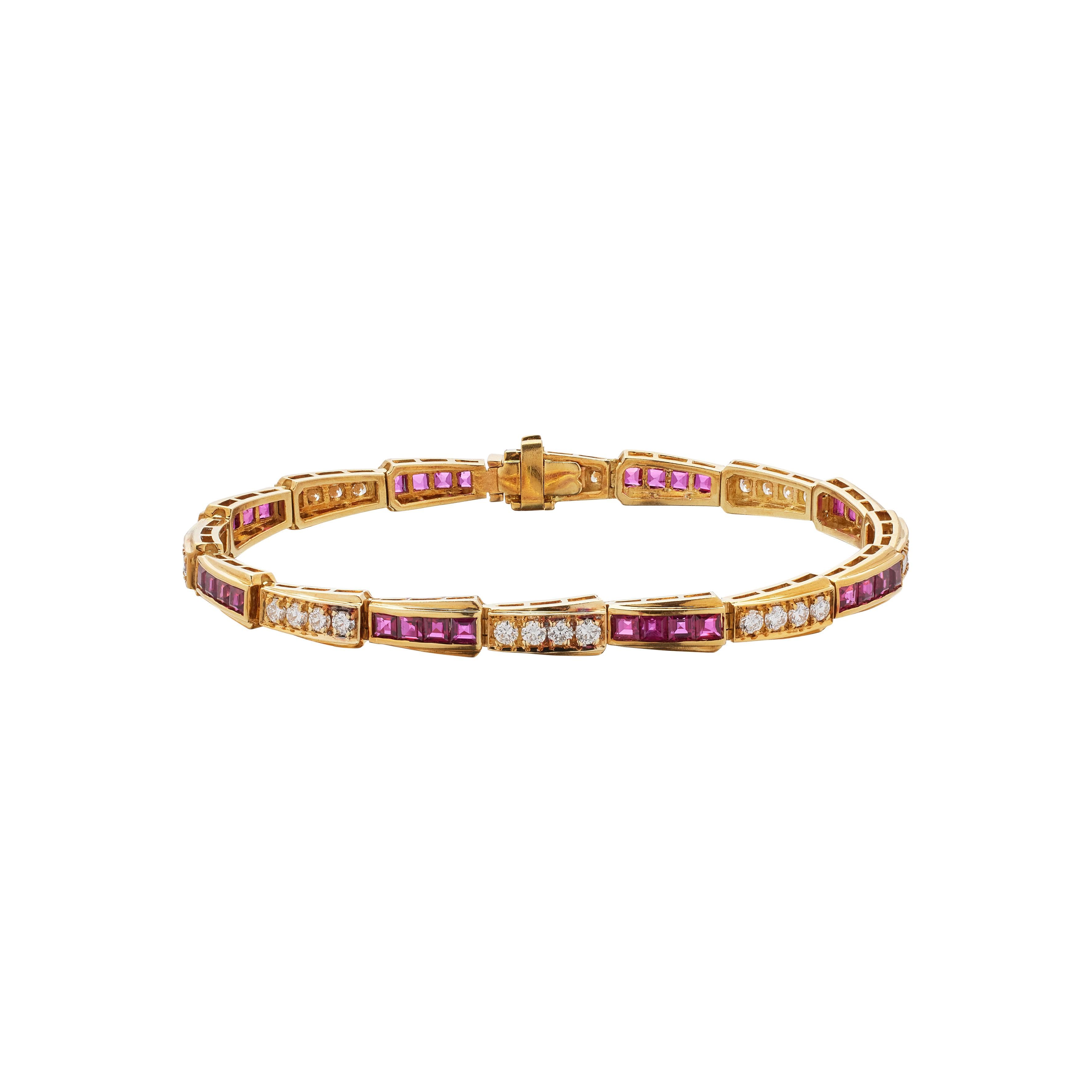 Gold, Ruby and Diamond Bracelet