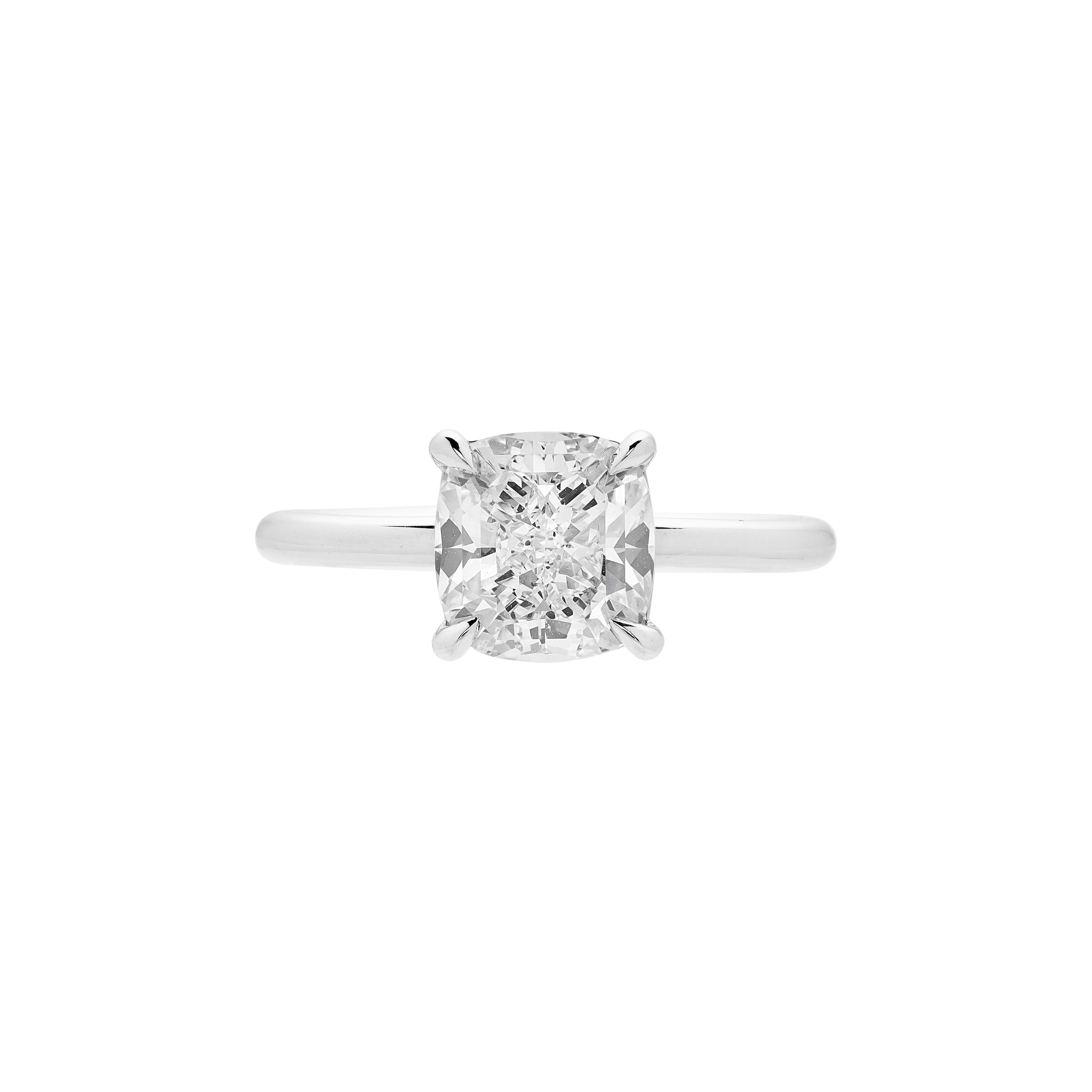 Platinum and 2.50ct Cushion Cut Diamond Engagement Ring