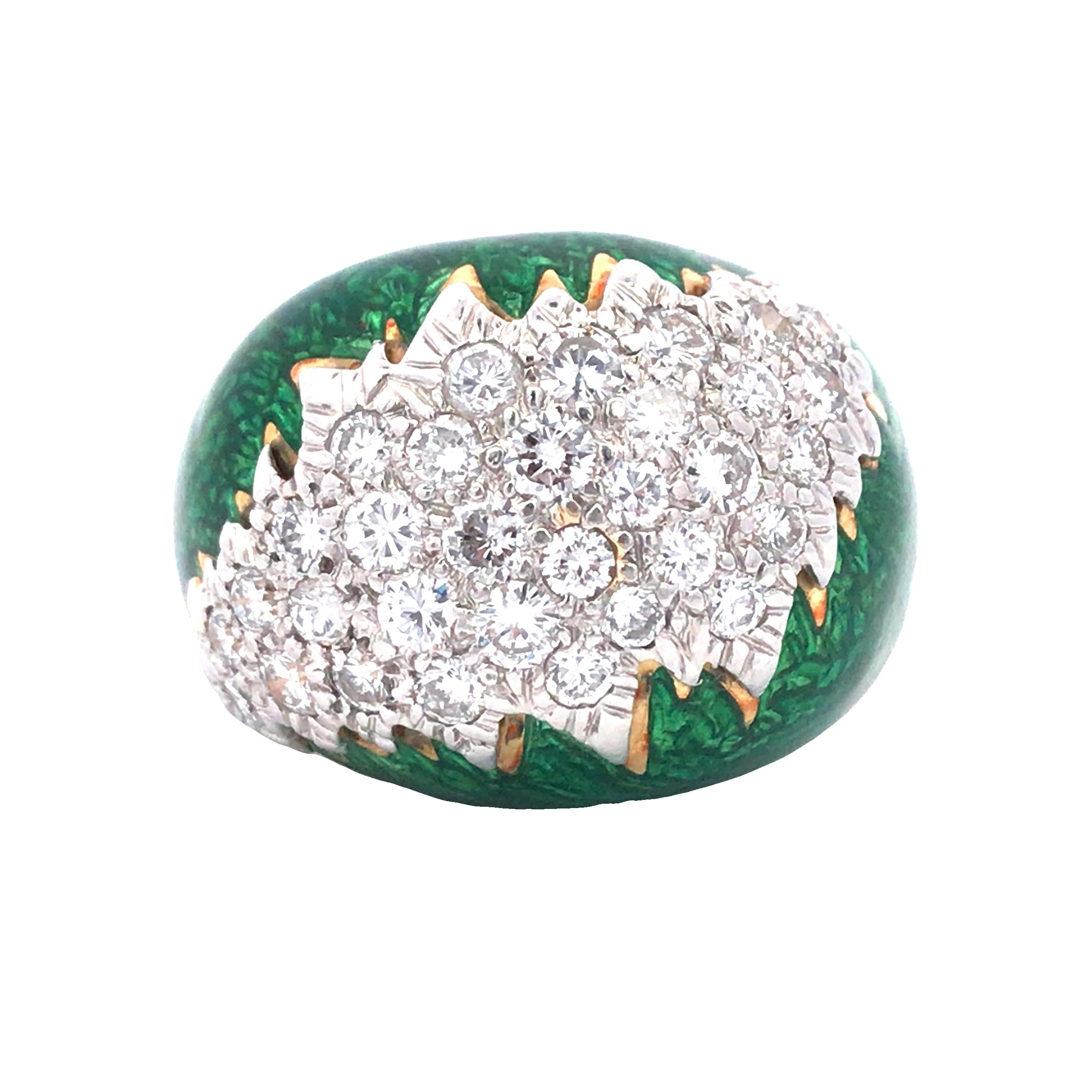 Gold, Platinum, Enamel and Diamond Ring